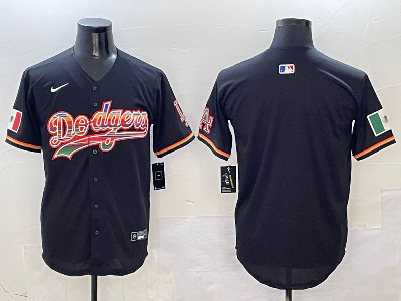 Men Los Angeles Dodgers Blank Black rainbow Nike 2025 MLB Jersey style 1